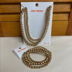 Joe Fresh Gold-Tone Bead Necklace and Bracelet Set